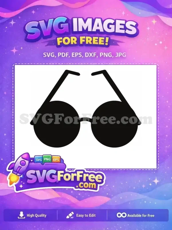 Free Round Lens Free Dark Frame Sunglasses Free SVG