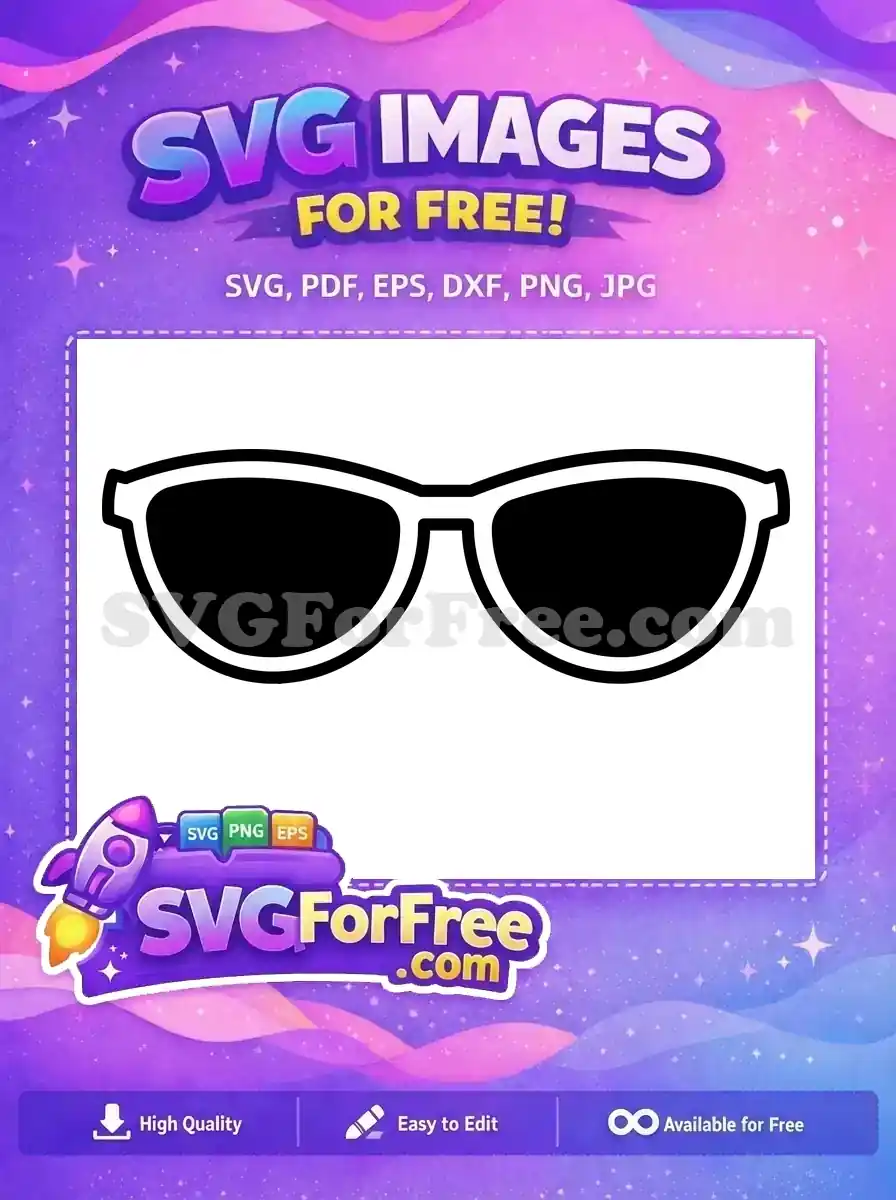 Free Bold Frame Free Dark Lens Sunglasses Free SVG 3
