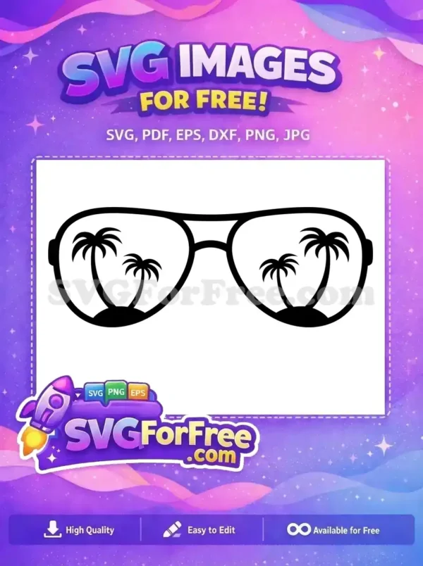 Free Palm Trees Reflection Free Summer Sunglasses Free SVG