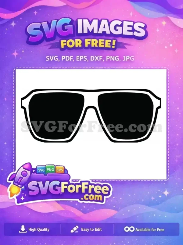 Free Bold Frame Free Fashionable Design Sunglasses Free SVG