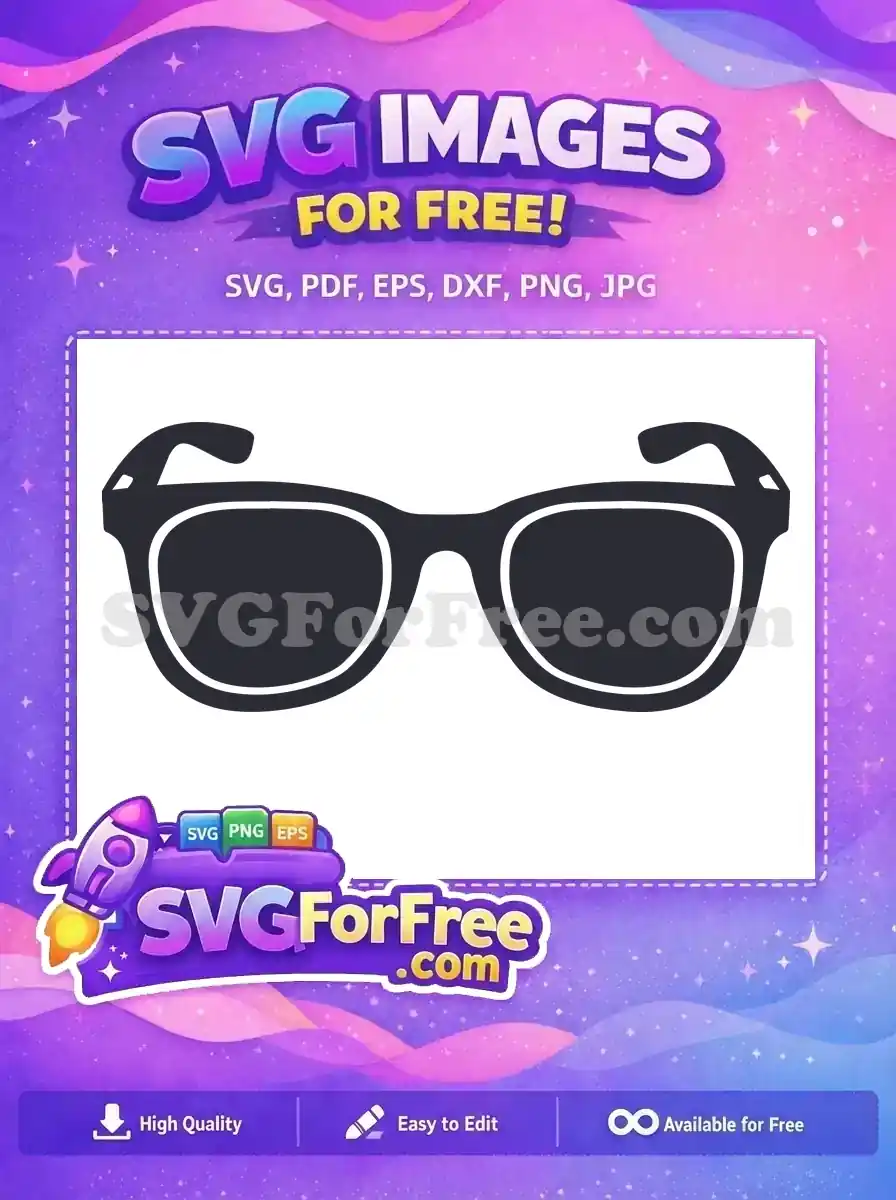 Free Dark Lens Free Bold Frame Sunglasses Free SVG