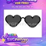 Free Heart Sunglasses Free Gray Minimalist Valentine Free SVG - Instant Download