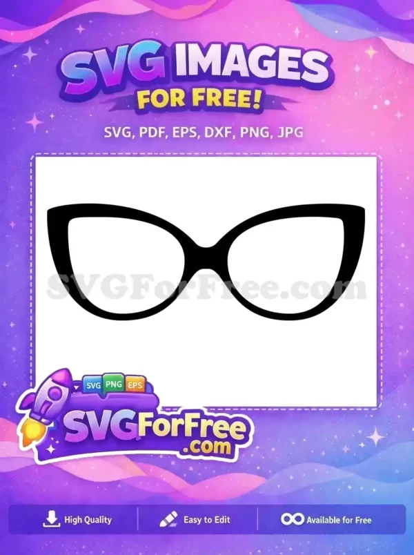Free Cat Eye Free Bold Frame Sunglasses Free SVG 3