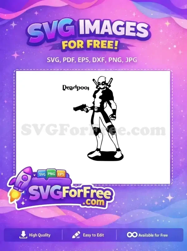 Free Deadpool Gun Free Sword Black Superhero Free SVG