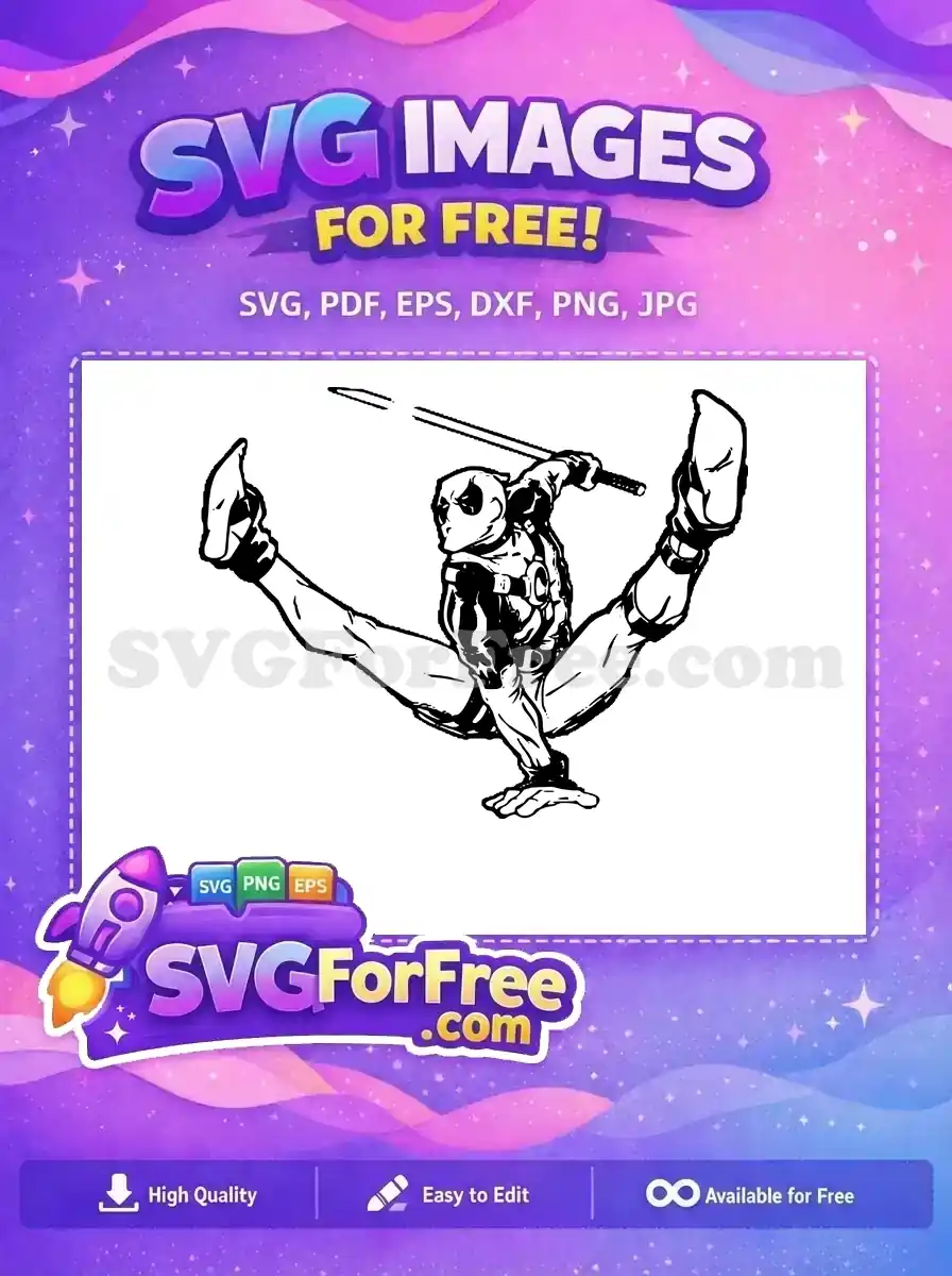 Free Splitting Superhero Free Sword Wielding Deadpool Free SVG