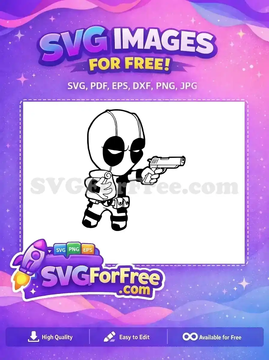 Free Chibi Deadpool Holding Gun Free Superhero Free SVG