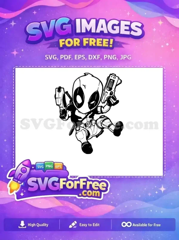 Free Chibi Style Free Dual Guns Deadpool Movie Free SVG