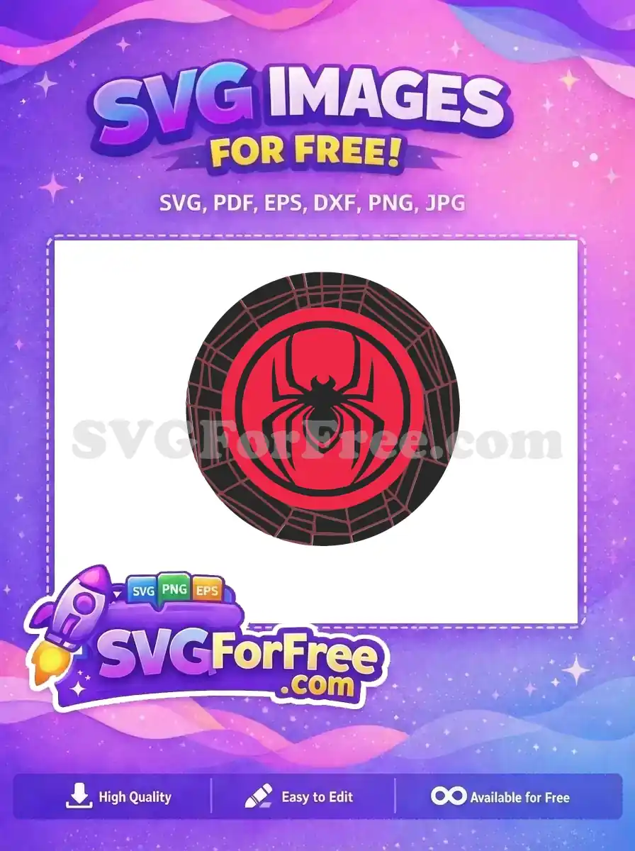 Free Black Spider Free Red Circle Superhero Free SVG