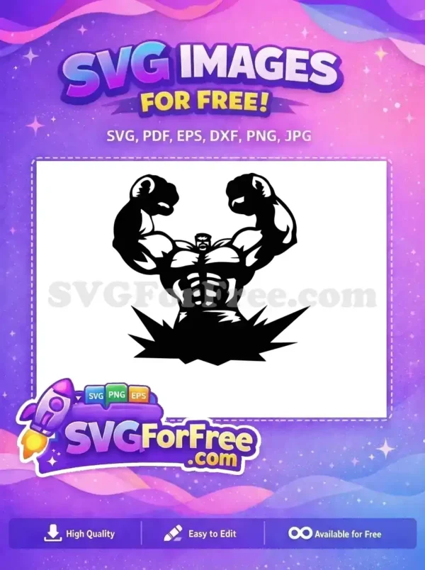 Free Muscular Superhero Free Angry Expression Superhero Free SVG