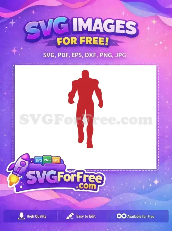 Free Red Silhouette Free Muscular Superhero Movie Free SVG