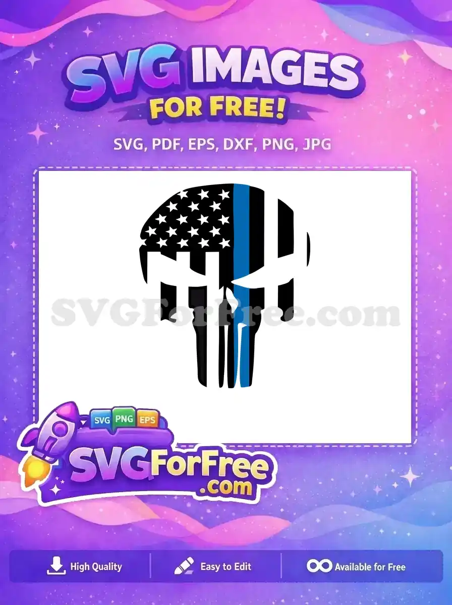 Free American Flag Free Blue Line Punisher Free SVG