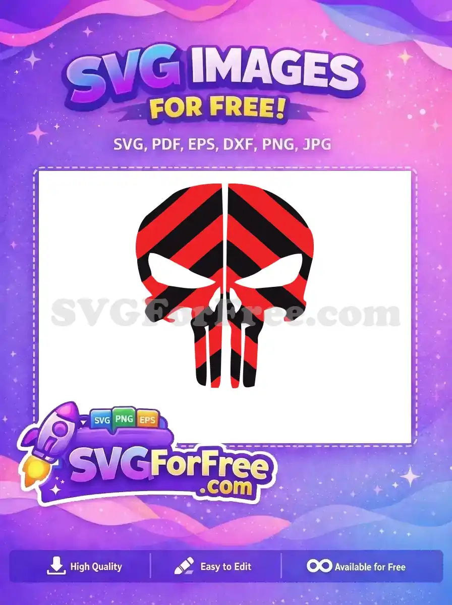 Free Red Black Stripes Free Punisher Skull Movie Free SVG