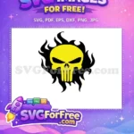 Free Yellow Skull Free Black Flames Superhero Free SVG - Instant Download