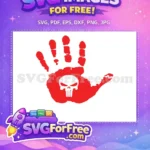Free Red Handprint Free Skull Superhero Punisher Free SVG - Instant Download