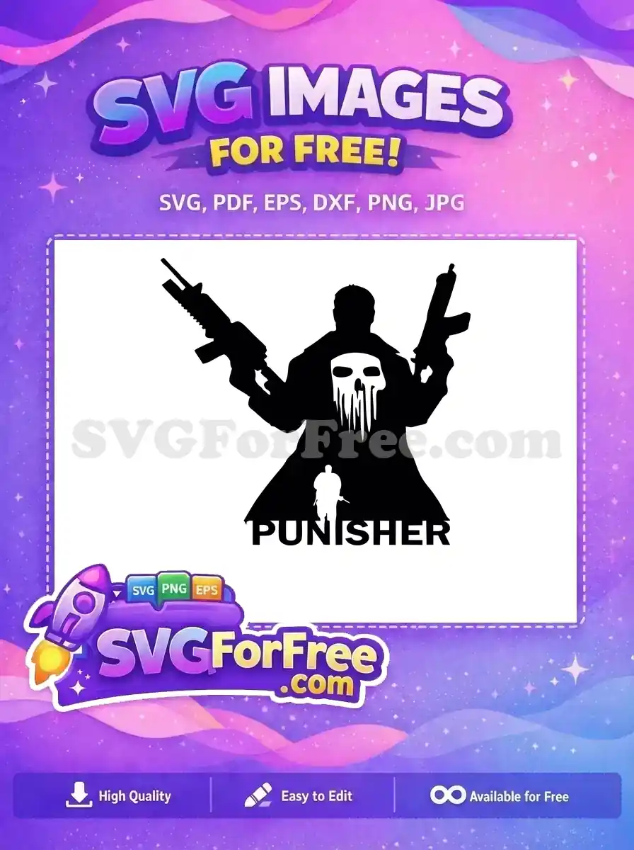 Free Skull Black Coat Free Two Guns Punisher Free SVG