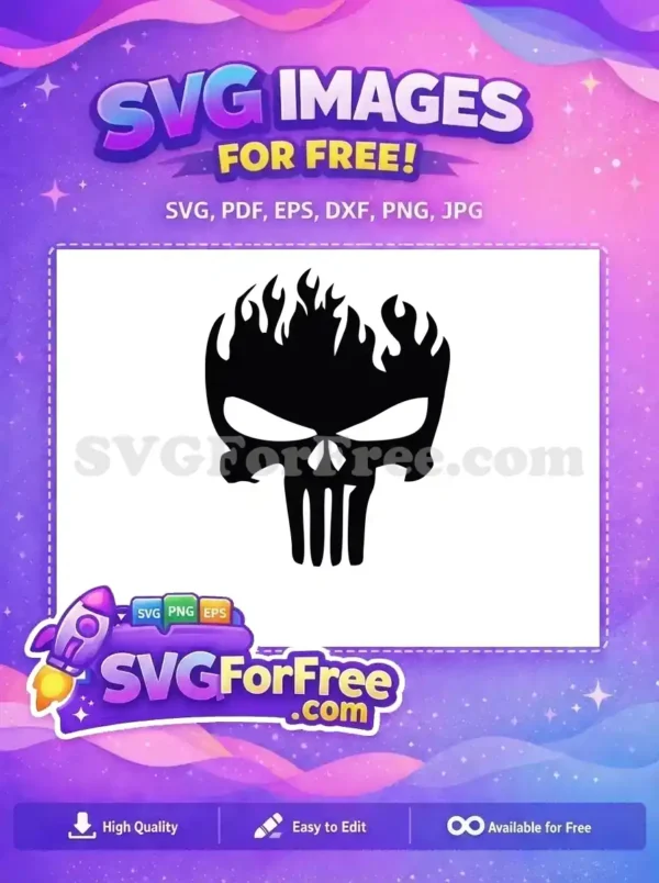 Free Flaming Skull Free Superhero Emblem The Punisher Free SVG
