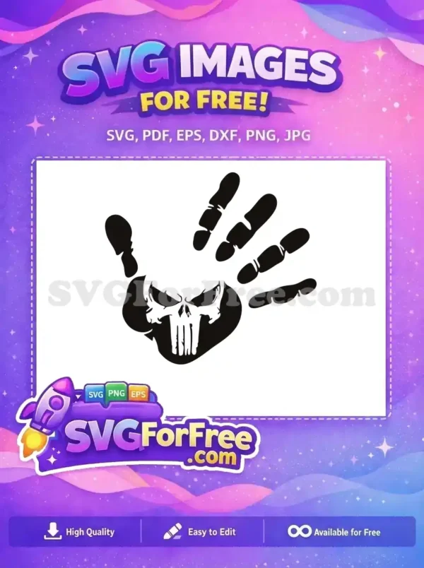 Free Black Handprint Free Skull Punisher Superhero Free SVG