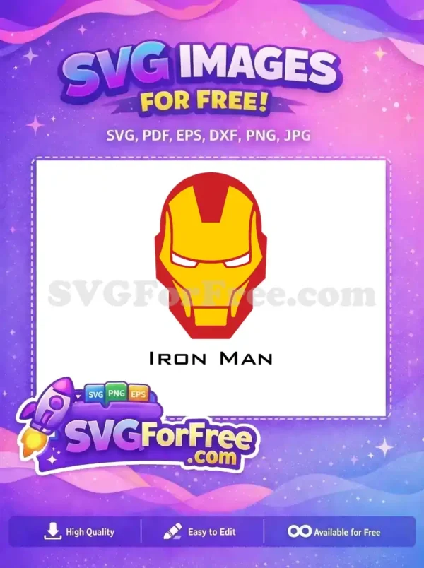 Free Gold Mask Free Red Outline Iron Man Free SVG 5