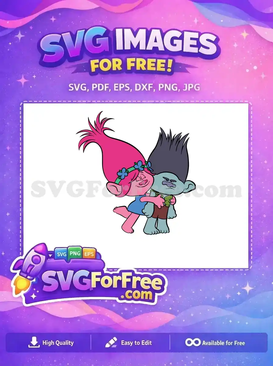 Free Pink Haired Troll Free Hugging Blue Troll Movie Free SVG