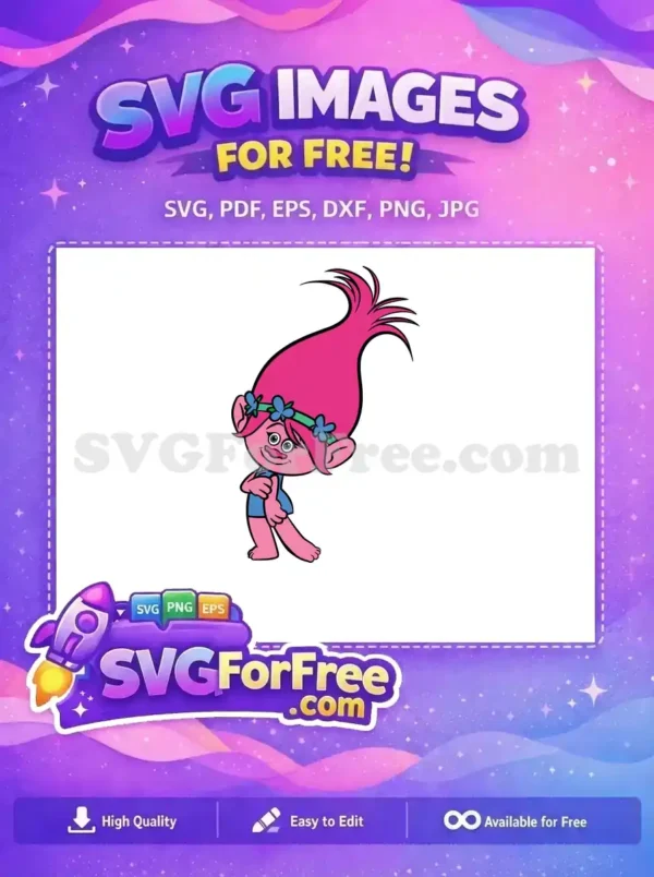 Free Pink Hair Free Flower Crown Trolls Free SVG 1