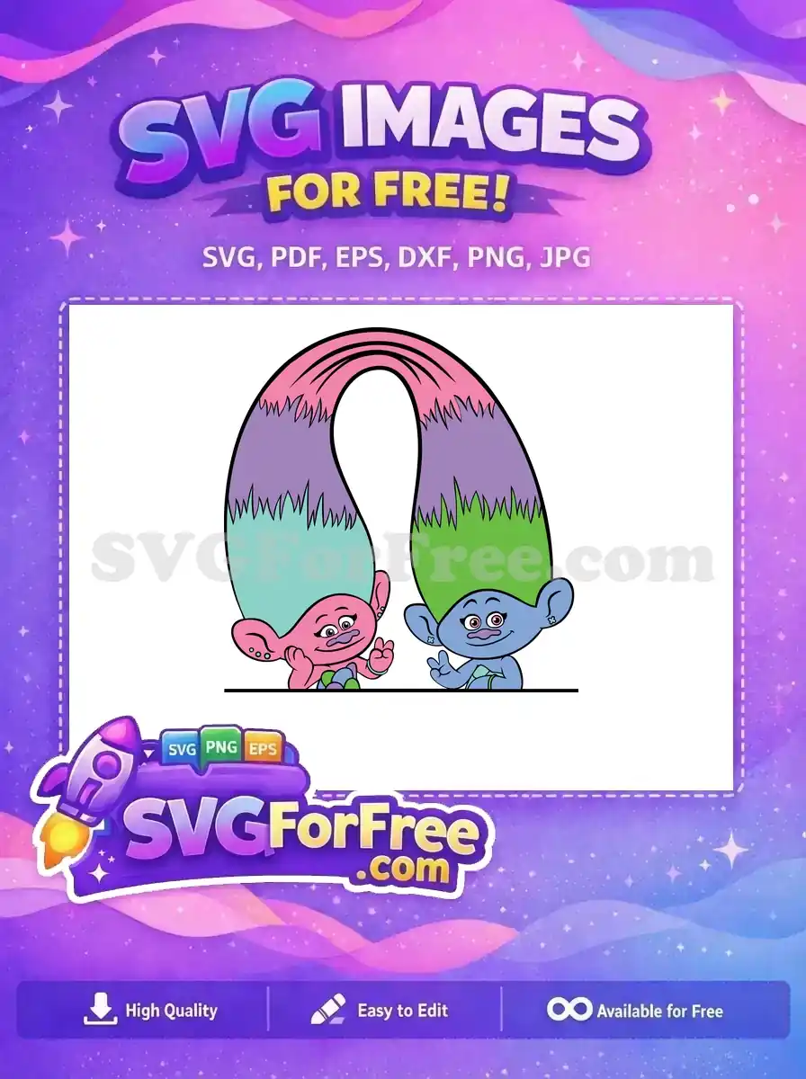 Free Pink Blue Haired Trolls Free Peace Sign Trolls Free SVG