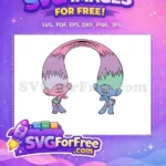 Free Pink Blue Haired Trolls Movie Free Superhero Free SVG - Instant Download