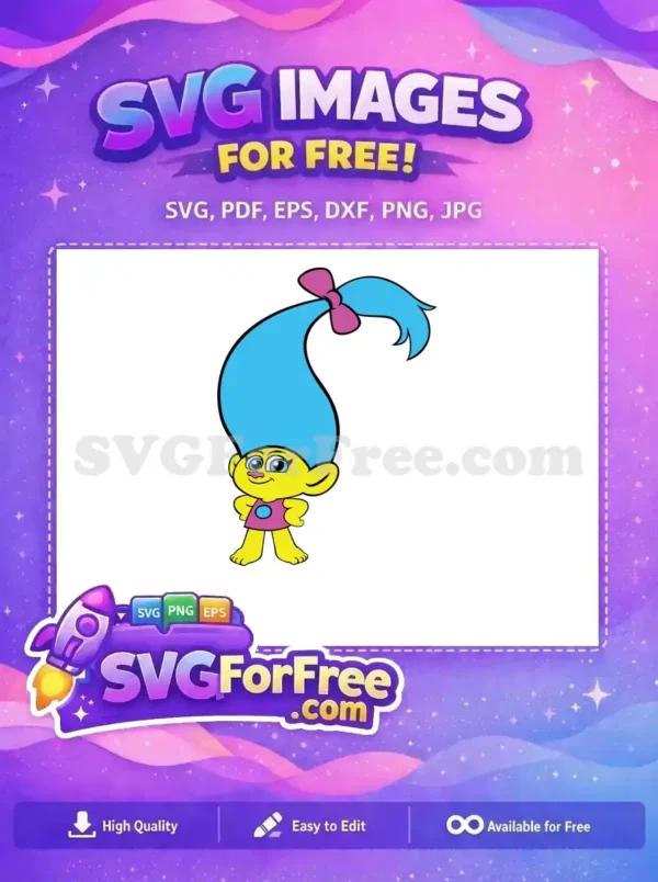 Free Yellow Skin Free Blue Hair Trolls Superhero Free SVG