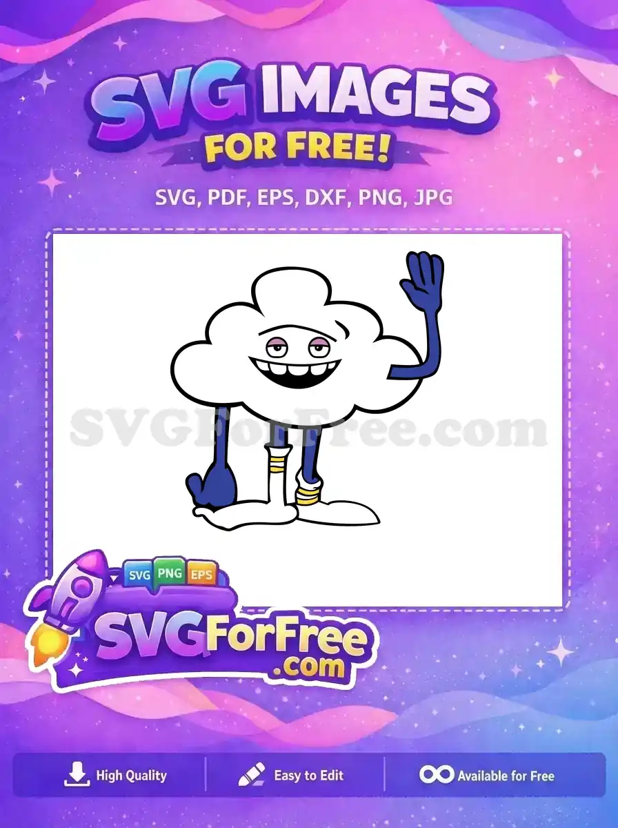Free Waving Superhero Free Cloud Character Funny Free SVG