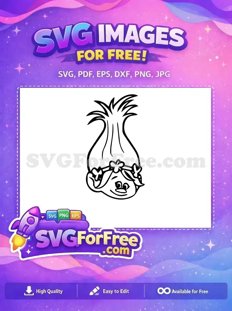Free Black Haired Troll Free Flower Crown Trolls Free SVG