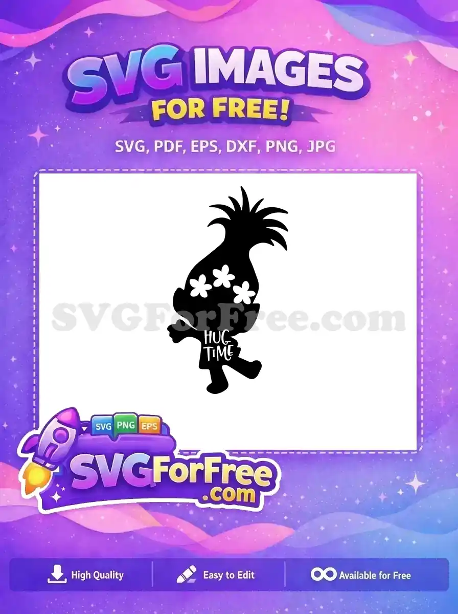 Free Black Haired Troll Free White Flowers Trolls Free SVG