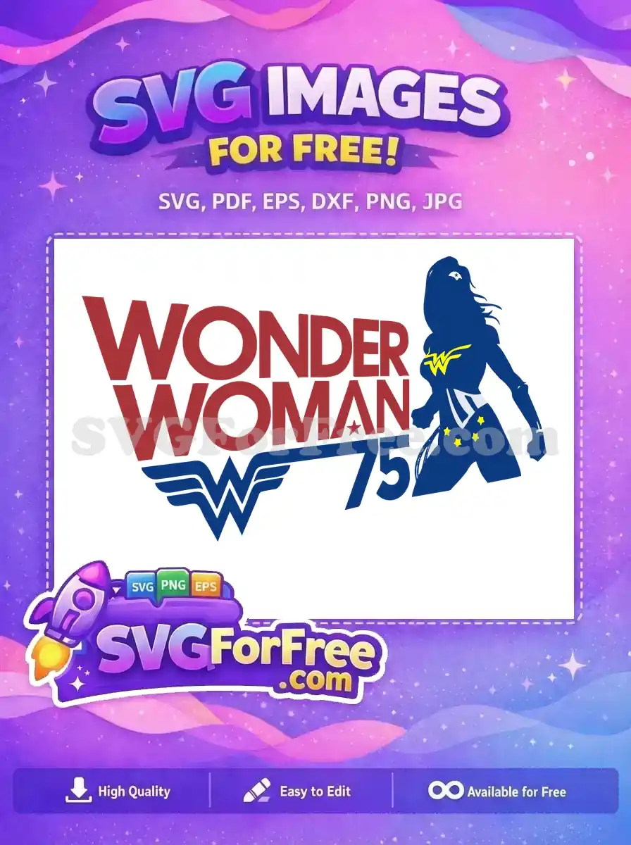 Free Silhouette Wonder Woman Free Superhero 75th Free SVG