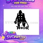 Free Black Silhouette Free Hammer Wielding Thor Free SVG - Instant Download