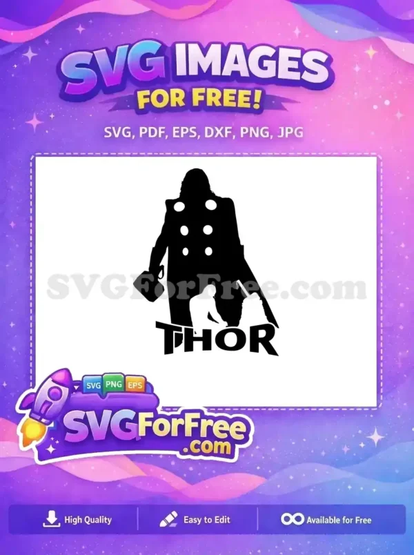 Free Black Silhouette Free Hammer Wielding Thor Free SVG Free Black Silhouette Free Hammer Wielding Thor Free SVG