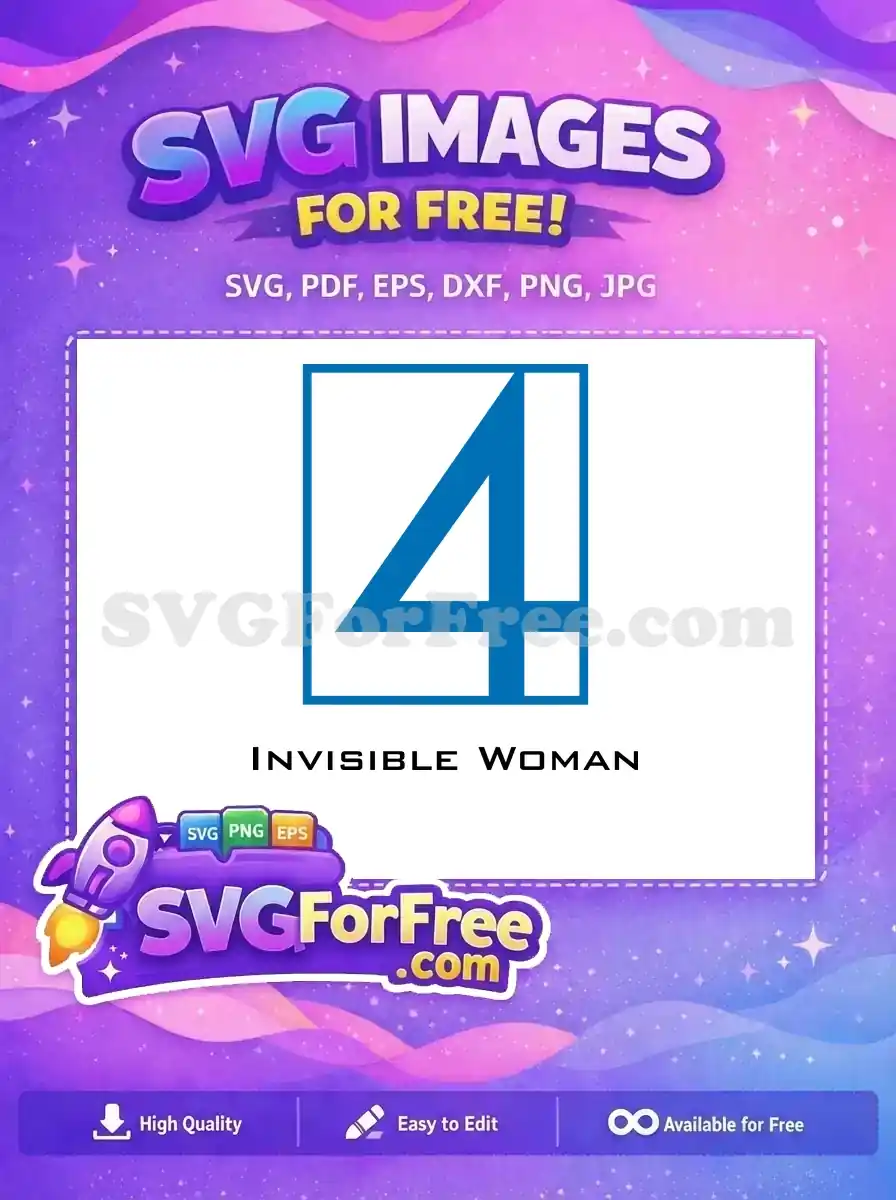 Free Number Four Free Blue Superhero Invisible Woman Free SVG