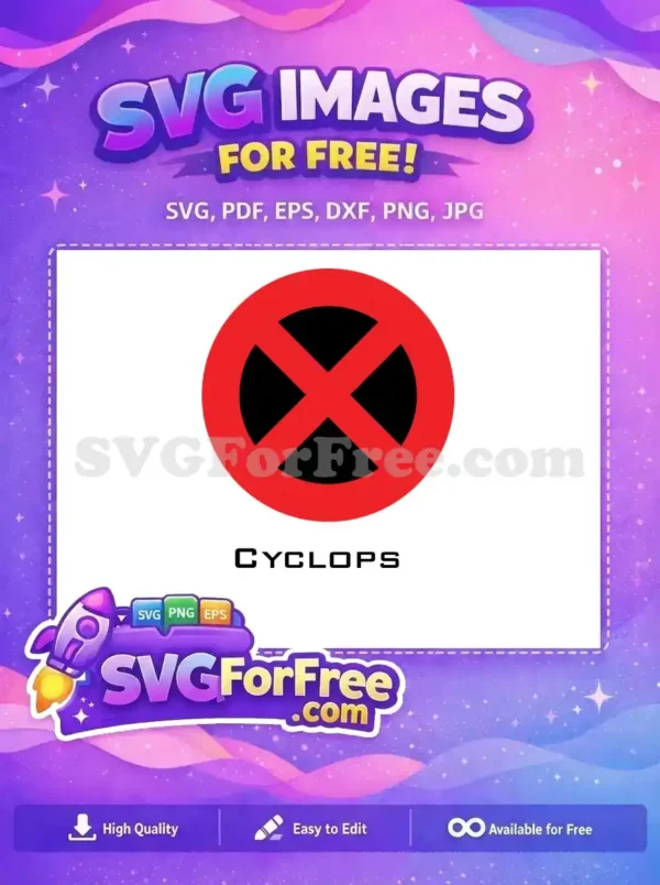 Free Red Circle Free Black X Cyclops Logo Free SVG