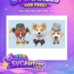 Free Dogs with Hats Free Bow Ties T shirt Free SVG - Instant Download