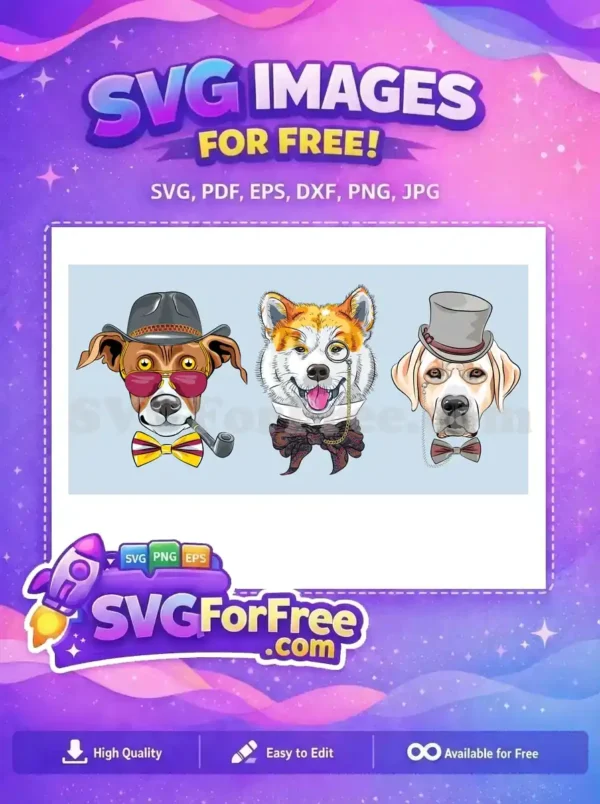 Free Dogs with Hats Free Bow Ties T shirt Free SVG