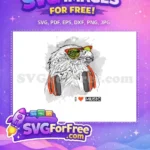Free Eagle with Orange Glasses Free Music Lover Free SVG - Instant Download