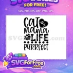 Free Cat Mama Life Free Heartbeat Paw Free T-shirt Designs Quotes Free SVG - Instant Download
