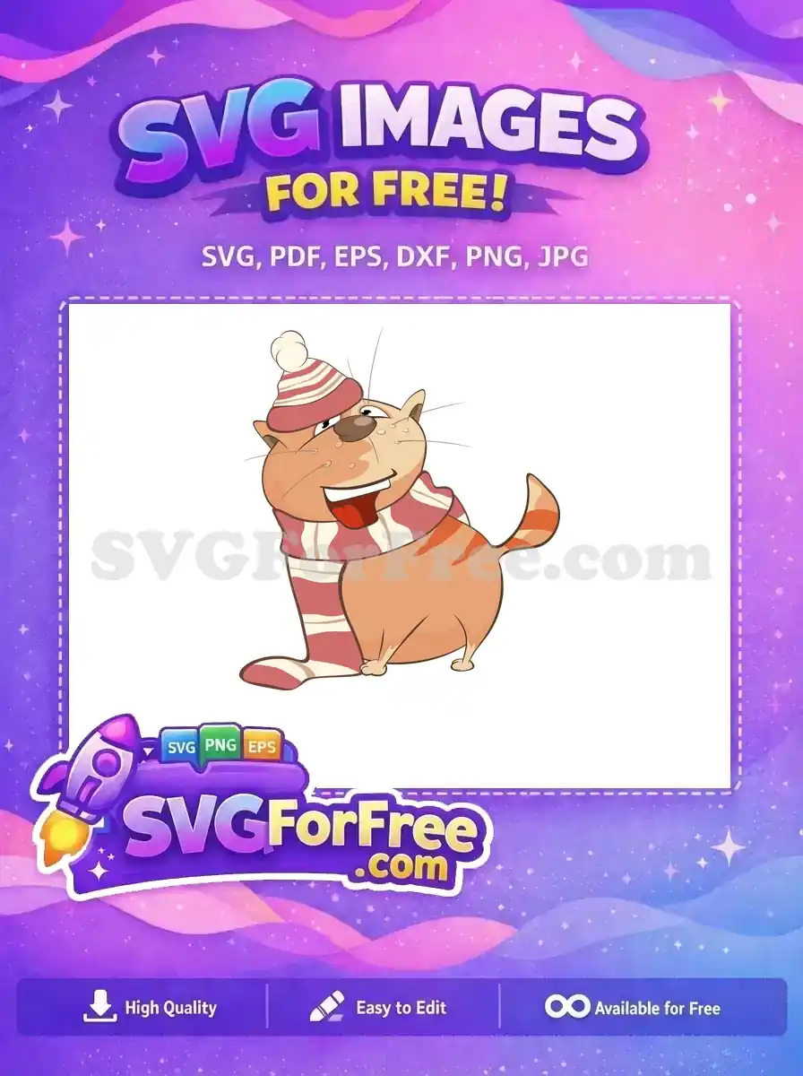 Free Orange Cat Scarf Free Winter Hat T shirt Designs Quotes Free SVG