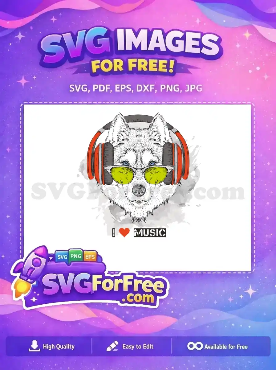 Free Cool Husky Free DJ Headphones Music Lover Free SVG