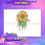 Free Orange Diving Helmet Free Green Octopus T shirt Free SVG - Instant Download