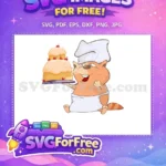 Free Smiling Cat Chef Free Cake Cherries T shirt Designs Free SVG - Instant Download