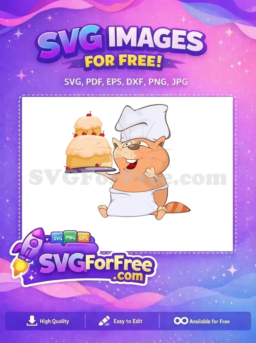 Free Smiling Cat Chef Free Cake Cherries T shirt Designs Free SVG