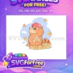 Free Smiling Cat Autumn Leaves Free T shirt Designs Quotes Free SVG - Instant Download