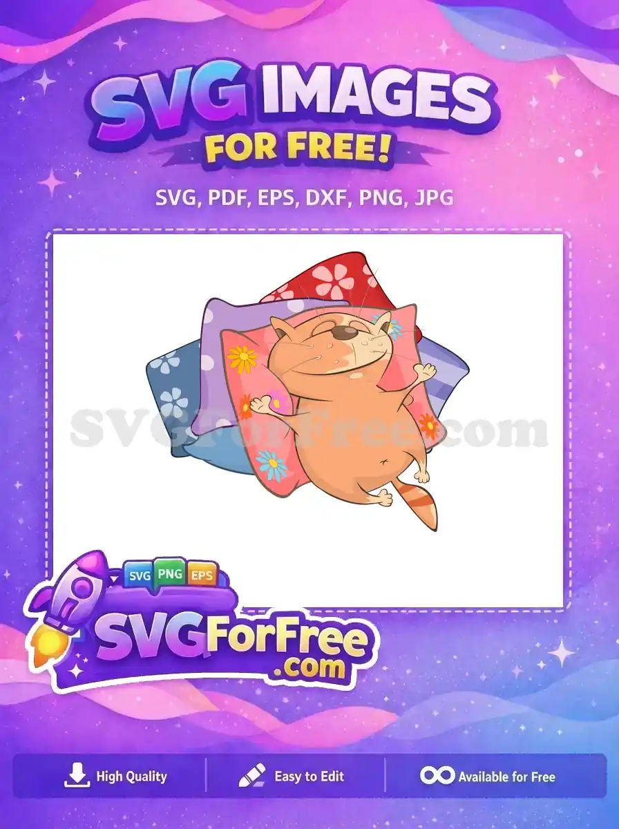Free Sleeping Orange Cat Free on Pillows T shirt Designs Quotes Free SVG