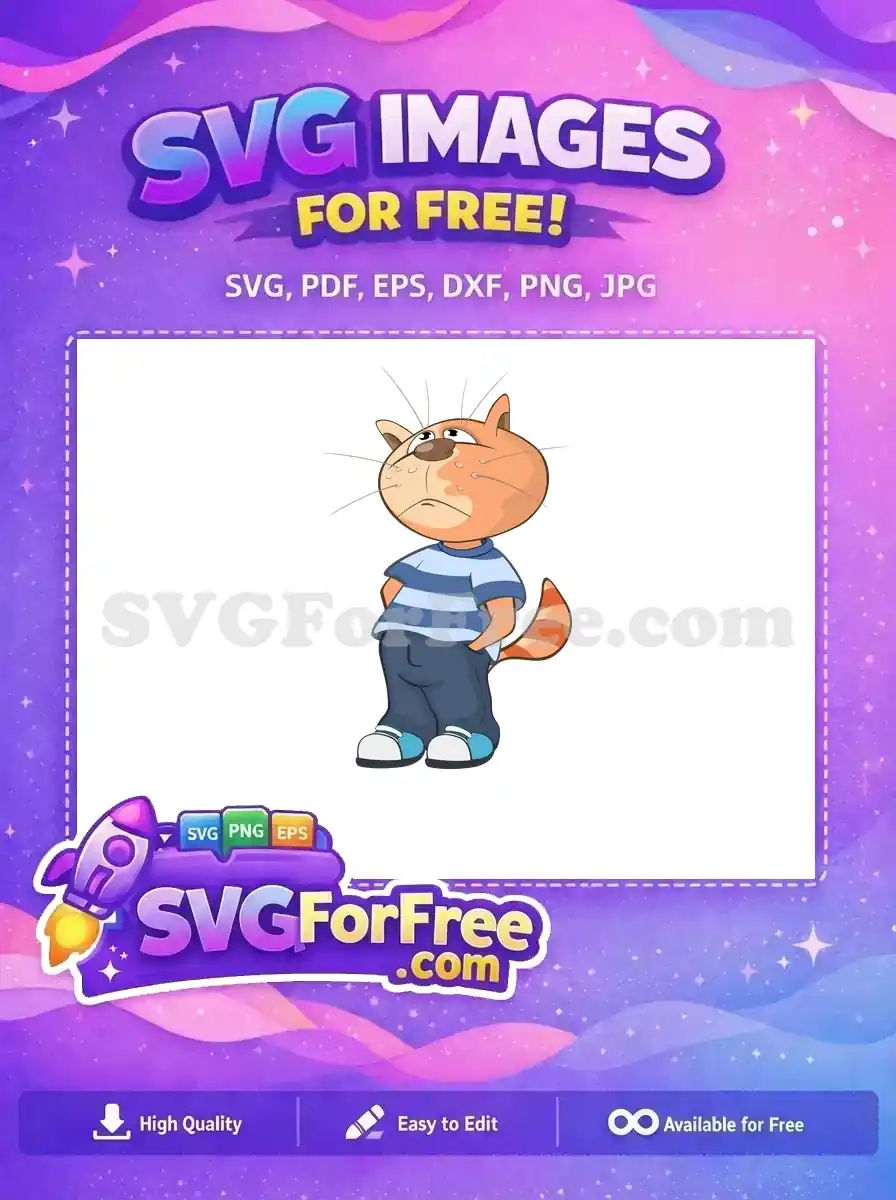 Free Sad Orange Cat Free Striped Shirt Character Free SVG