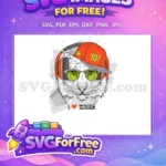 Free Tiger DJ with Headphones Free Orange Cap Music Free SVG - Instant Download