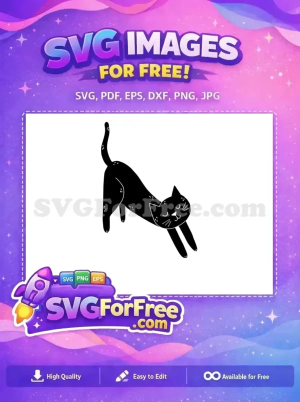 Free Stretching Cat Silhouette Free Cute Pet T shirt Free SVG
