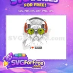 Free Bulldog DJ Free Yellow Glasses Music Lover Free SVG - Instant Download